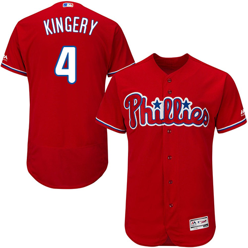 Phillies #4 Scott Kingery Red Flexbase Authentic Collection Stitched MLB Jersey - Click Image to Close